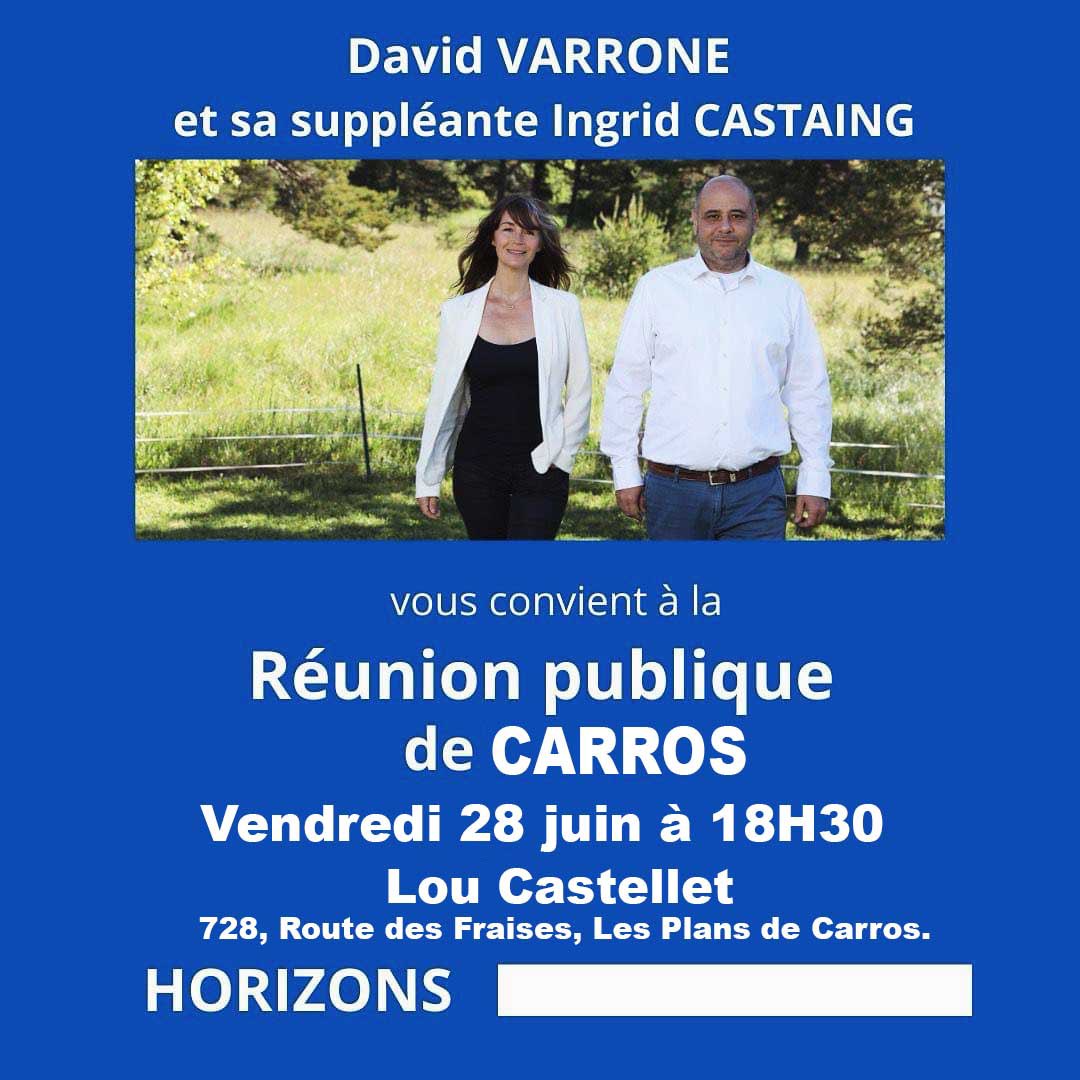 🚦🚦🚦👉🏻 C’est ce soir 18h30 à Lou Castellet à Carros. 
Ce sera notre dernière réunion publique avant les élections de dimanche🚦
L’occasion de se rencontrer et d’échanger, venez nombreux ! 
Apéritif offert 😉