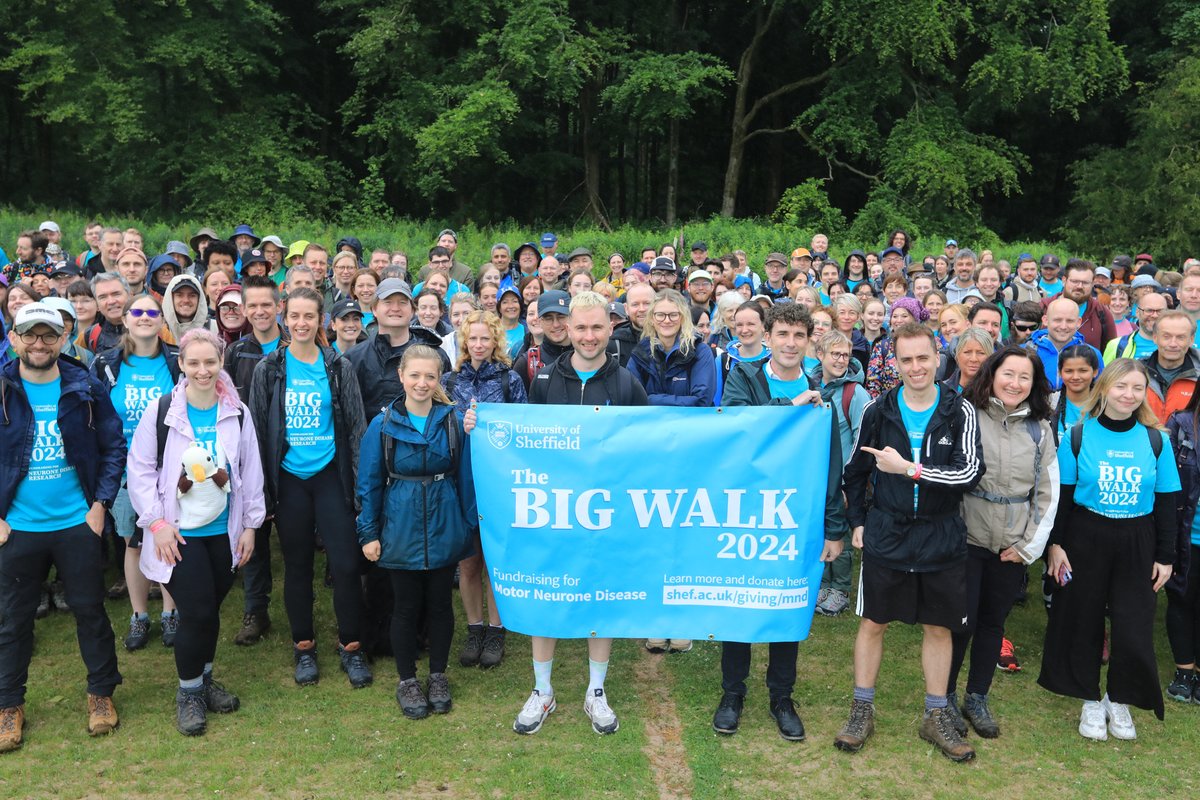 sheffielduni's tweet photo. And we’re off! 🚶🚶‍♀️
Good luck to the 450 staff, students, alumni and friends taking part in the #TUOSBigWalk today to raise money for motor neurone disease research at the University of Sheffield. 

Please help us cheer them on. 👏👏👏
Donate here 👇 https://t.co/7ulY6tjeox