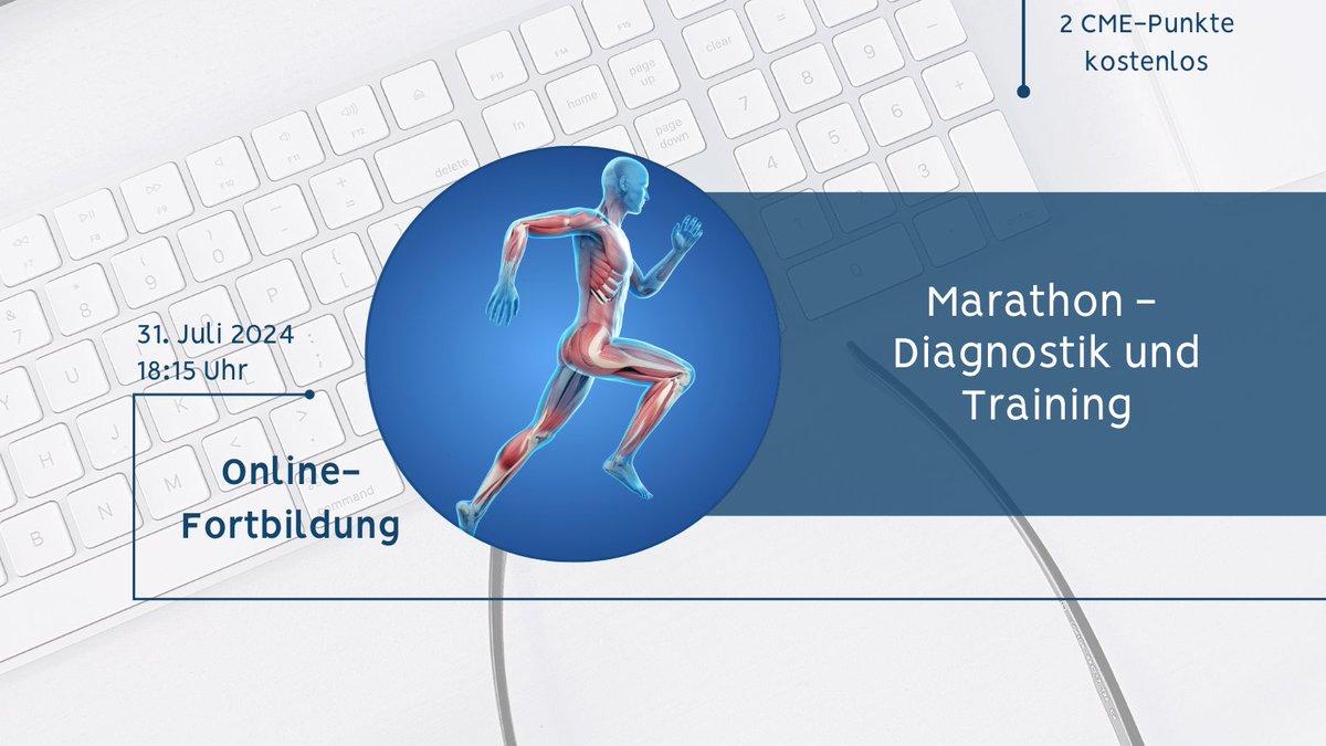 In unserem nächsten #Webinar #Sportkardiologie präsentieren wir Infos zum Thema #Marathon  - Diagnostik, Trainingsplan, Vorbereitung.  

🗓️Mi, den 31.07.24 (18:15 Uhr)     

☑️sport.mri.tum.de/de/fortbildung… 

Wir freuen uns auf euch!