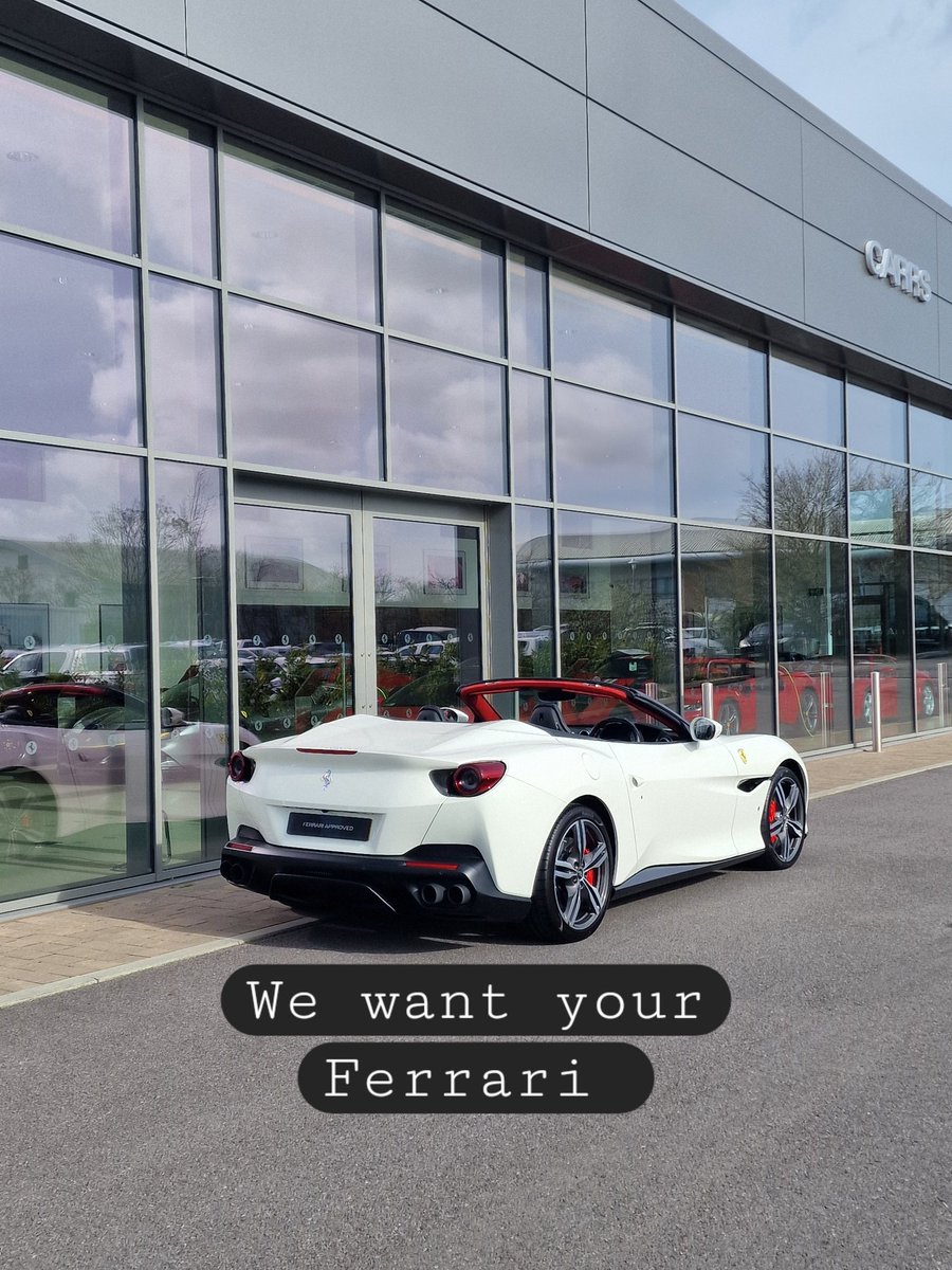 We are on the lookout for more #PreOwnedFerrari stock for our stunning showroom.

Our specialist buyer, Paul, can arrange a personal viewing of your car and can offer a bespoke quotation.

☎️ 07974 094881 
📧 paul@carrsferrari.co.uk