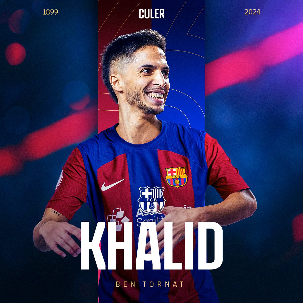 🖋️ El segon fitxatge ja és aquí! I també és de la casa: <a href="/khalidbs22/">Khalid</a> torna i signa amb el Barça per dues temporades, fins al 30 de juny del 2026. Ben tornat!

📝 Més info 👉 barca.link/MgB650Srwn5