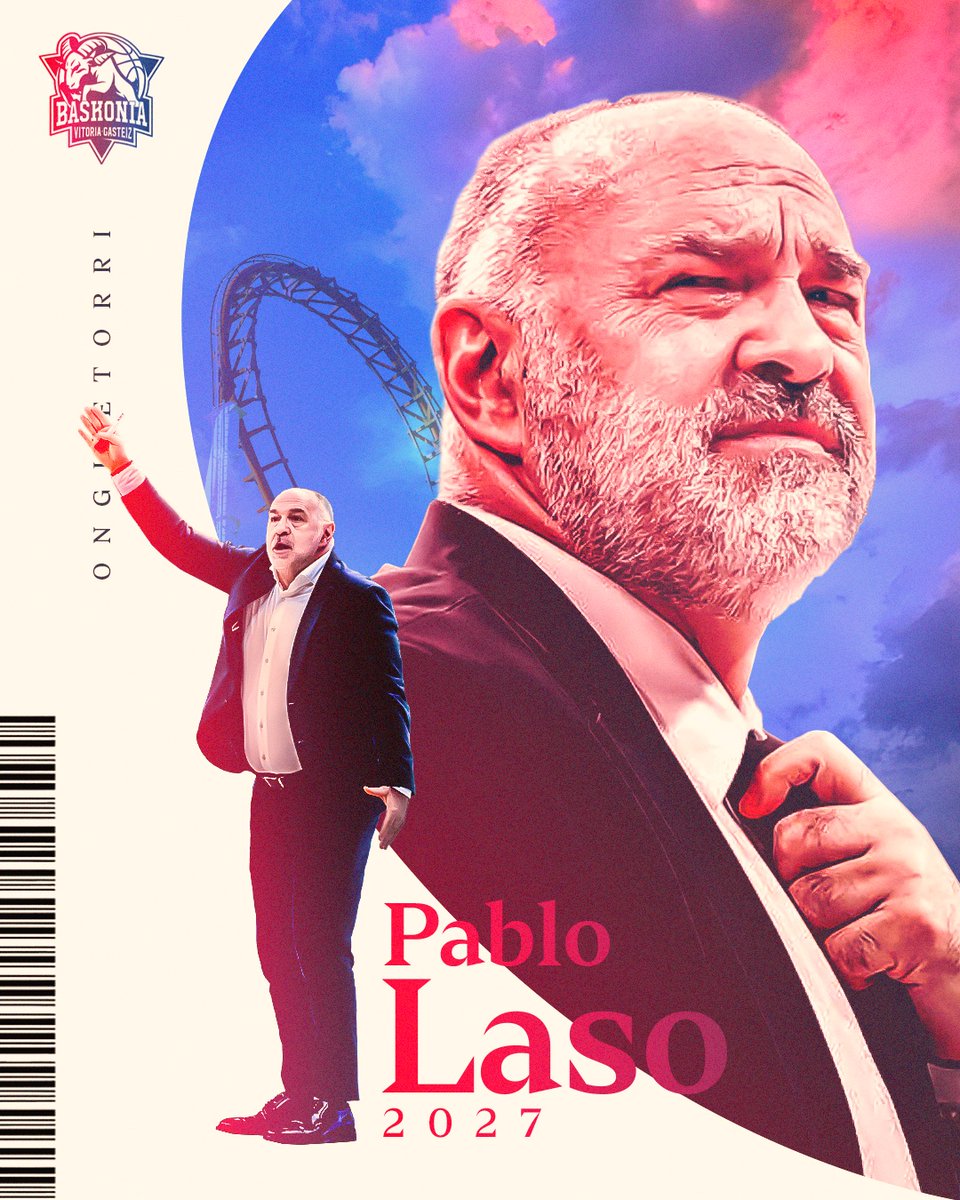 BaskoniaEUS's tweet photo. Pablo Laso etxera itzuli da!! 

Baskoniaren entrenatzaile berria 2⃣0⃣2⃣7⃣. urtera arte 🗞️ https://t.co/MW0o3oaHS2

Ongi etorri, @pablolaso 🔵🔴 https://t.co/saejniyWFr