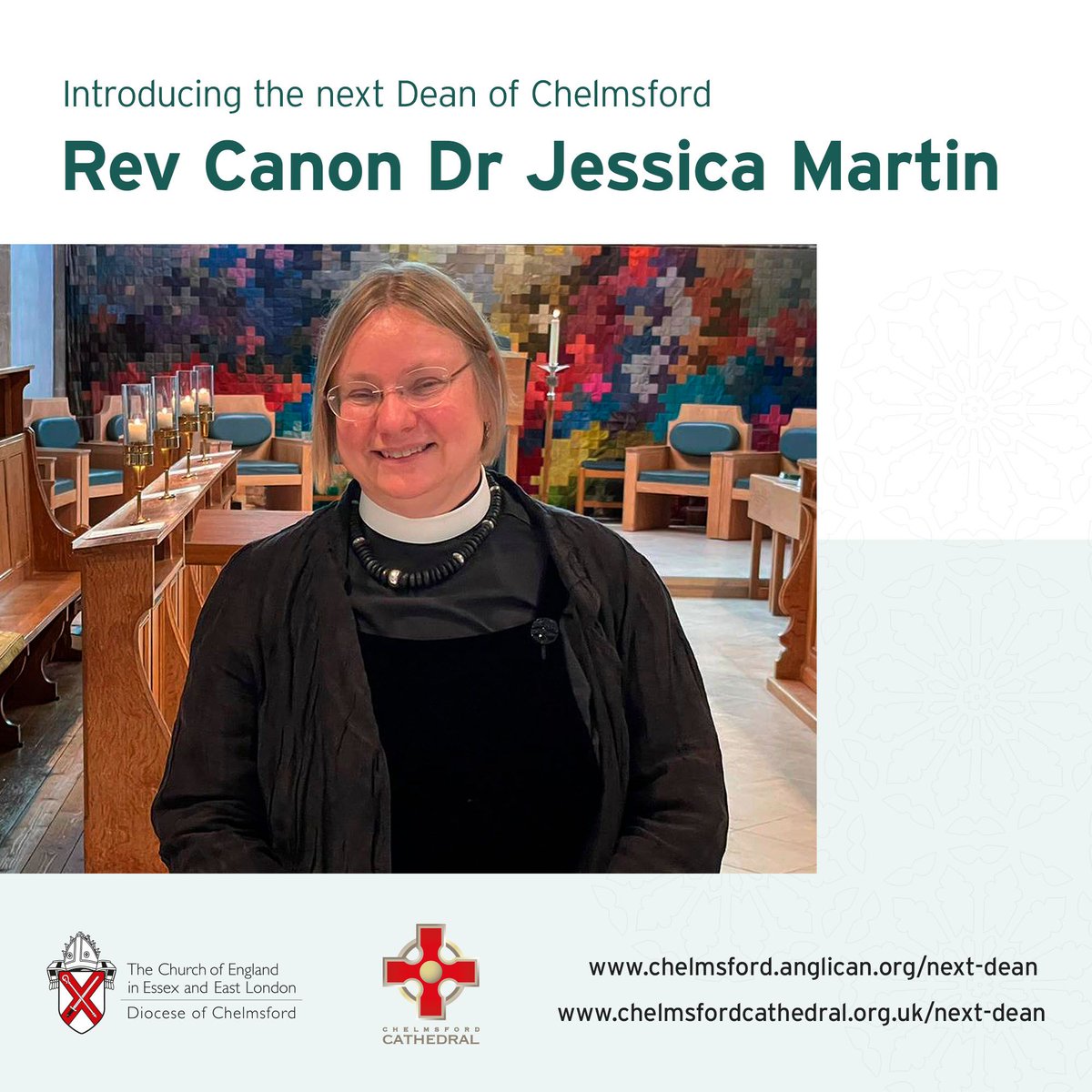 The Bishop of Chelmsford has announced that the Rev Canon Dr Jessica Martin is to be the next Dean of Chelmsford. 

Find out more - buff.ly/3L3MoRe