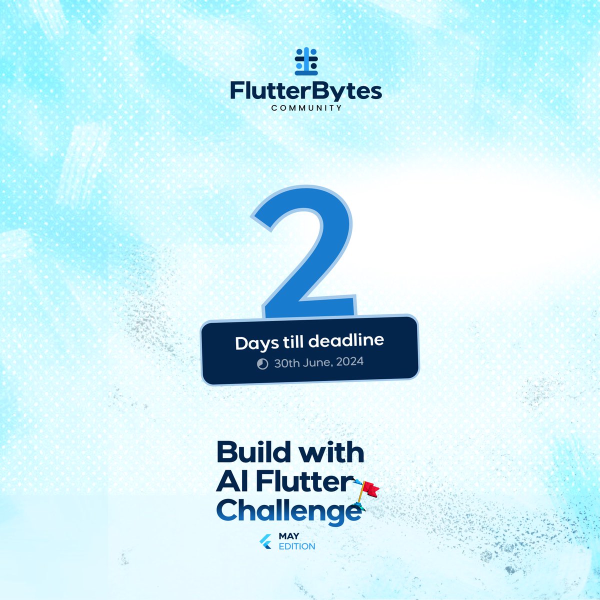 flutterbytes_c's tweet image. Hiii #Flutterdevs 

We’re getting close to the ending of our #FBBuildwithAIChallenge

You can start sending in your submissions via the form link below 

forms.gle/AYEDkoCPp5FNKA…

We can’t wait to see your amazing creations💙💙