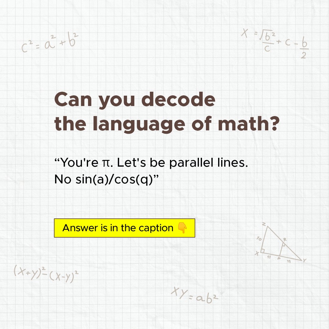 Sangam_Univ's tweet image. &quot;You&apos;re irrational. Let&apos;s never meet. No thank you&quot;

Could you decode it?

Tag the math nerds who would understand it in the comments 😊

#MathNerd #IrrationalNumbers #MathematicalHumor #GeekyHumor #SangamUniversity #Bhilwara