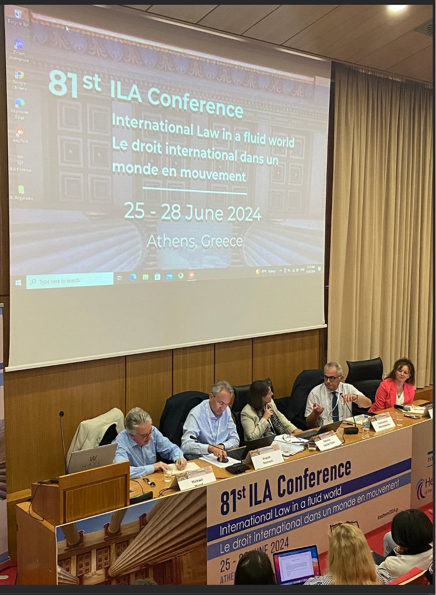 Excellent panel at the 81st <a href="/ILA_official/">International Law Association (ILA)</a> Regional  on Moving Peace and Security Forward, chaired by Prof <a href="/PatrciaGalvoTe1/">Patricia Galvao Teles</a> , with Sir Michael Wood, and Profs Antonopoulos, Reinisch, and @leilasadat1. Focusing on the long view of rules on peace and security in theory and practice