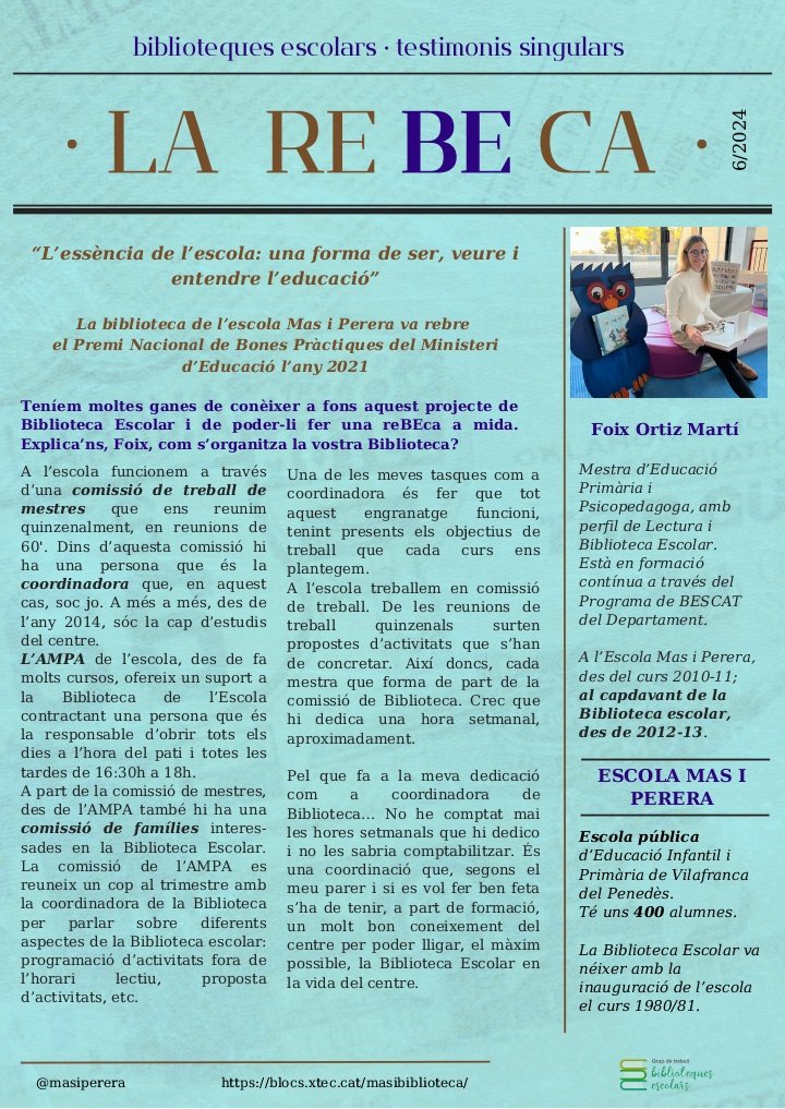 GTBescolars's tweet photo. Us desitgem un bon estiu, després d'un curs que ens ha portat moltes iniciatives per a la millora de les #BibliotequesEscolars.
I n'han de venir moltes més 👐🏼

Gràcies, Foix i @masiperera! Un plaer fer-vos la reBEca a mida. Direcció, mestres i famílies units, sou un referent 💜 https://t.co/OTnPcoFxw6
