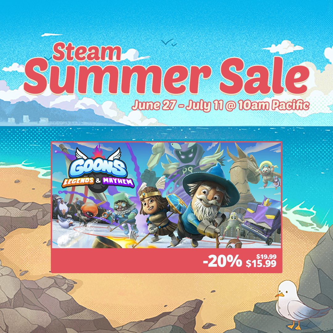 PlayGoons's tweet image. Hockey should not be only associated with cold and winter! That's why Goons: Legends &amp;amp; Mayhem is taking part on the Steam Summer Sale with a 20% off discount!

store.steampowered.com/app/1484180/Go…