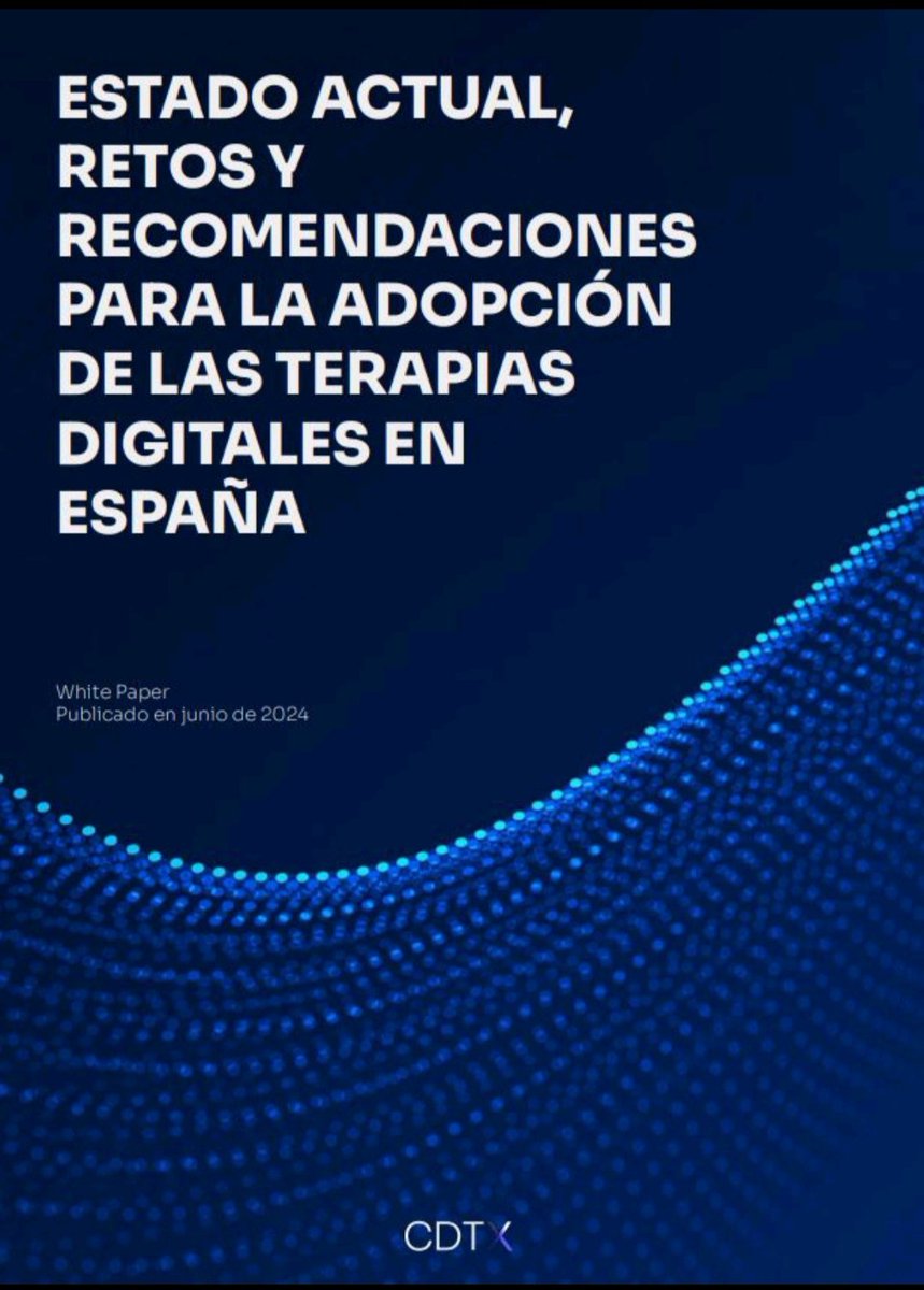 Muchas #gracias a <a href="/ConsorcioDtx/">Consorcio DTx</a> y a @Opinno por invitarme a participar en el #WhitePaper "Estado actual, retos y recomendaciones para la adopción de las #TerapiasDigitales en España". 

Descarga:  consorciodtx.com/https-consorci…

#InnovaciónEnSalud #salud #innovación #SaludDigital #CDTX