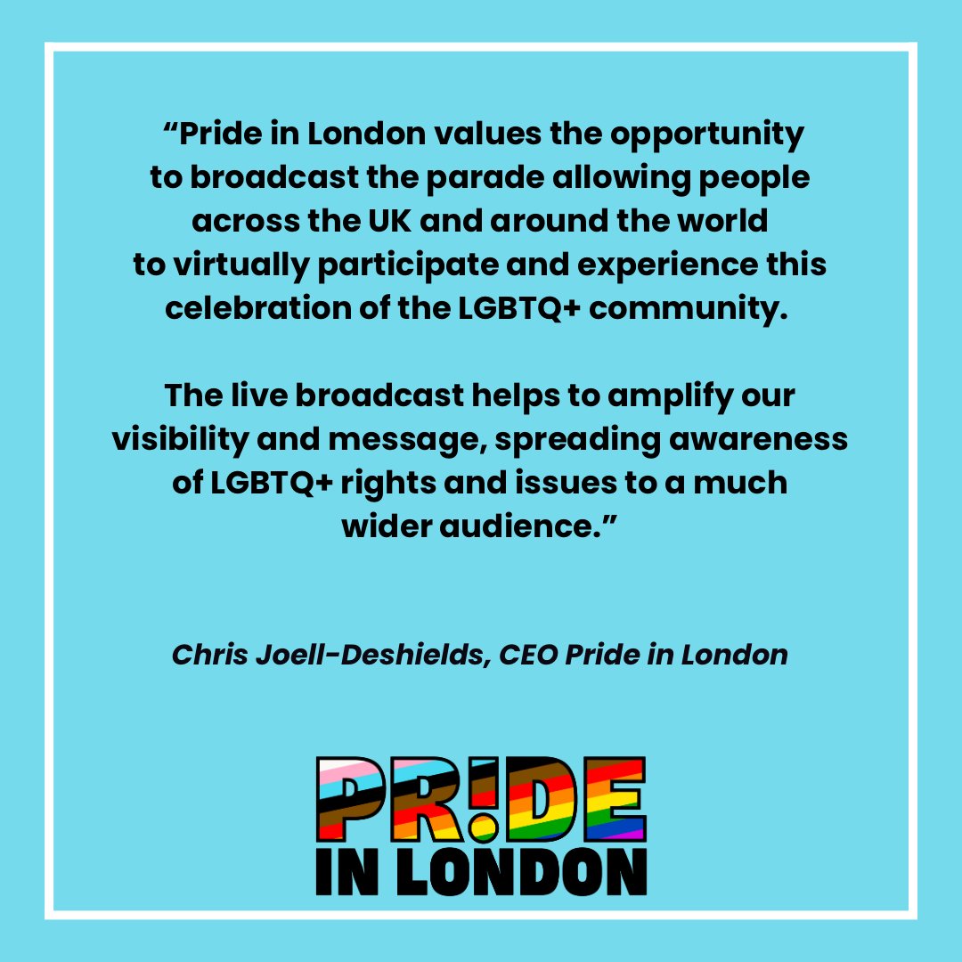 Watch the #PRIDEINLONDON Parade Live Coverage from anywhere in the world via youtube.com/@prideinlondon🌈🌎💕

29.06, 11:30 - 18:00 BST (with live subtitles).

Host: <a href="/danharrypr/">Dan Harry</a> 
Guests: <a href="/ysheeblack/">Yshee Black</a> <a href="/seana_momsen/">Seana Momsen</a> <a href="/theahallow/">Thea Hallow</a>  <a href="/Saskisinger1/">Saski (She/Her)</a> <a href="/matthew_mitcham/">Matthew Mitcham</a>

#LGBTQ+ #WEAREEVERYWHERE