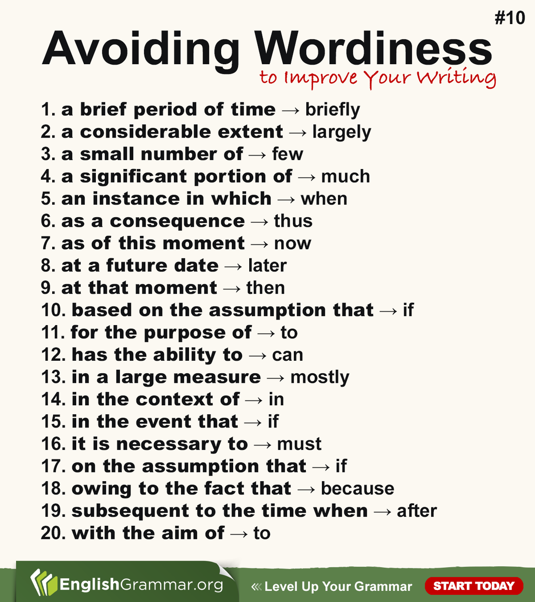 Avoiding Wordiness #10 #writing #vocabulary