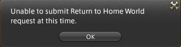 Callous_Carl's tweet photo. @FF_XIV_EN And If you didn't transfer home pre update?  Logging in the transferred world is blocked / can't send toon home in main menu. Aether: If your character logged out while visiting a World, they will need to be returned to their Home World via the login menu. < Doesn't work https://t.co/Uknvy3cMhR