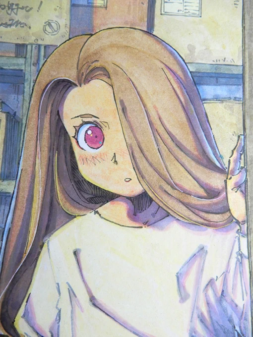 【アナログ2140:倉庫整理のツバサ】昔の漫画の頃からいるキャラです。外に出ず、配達屋の倉庫を整理しながら暮らしています。#水彩 #色紙 #原画  #アナログイラスト 