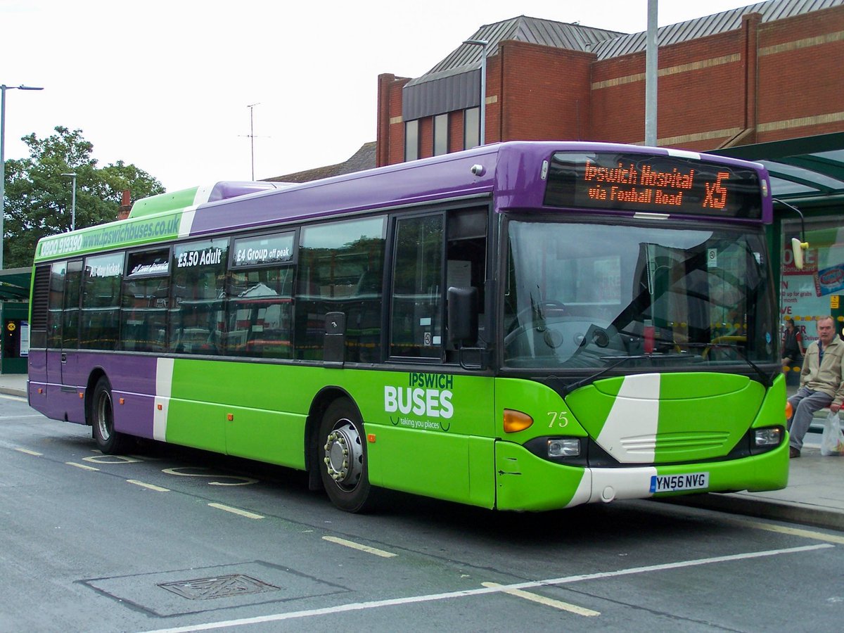 BryanDickson4's tweet photo. On this day 2015 @ipswichbuses Scania Omnicity 75 YN56 NVG is seen in Tower Ramparts Bus Station on an x5 service. https://t.co/czsPJX6vVD