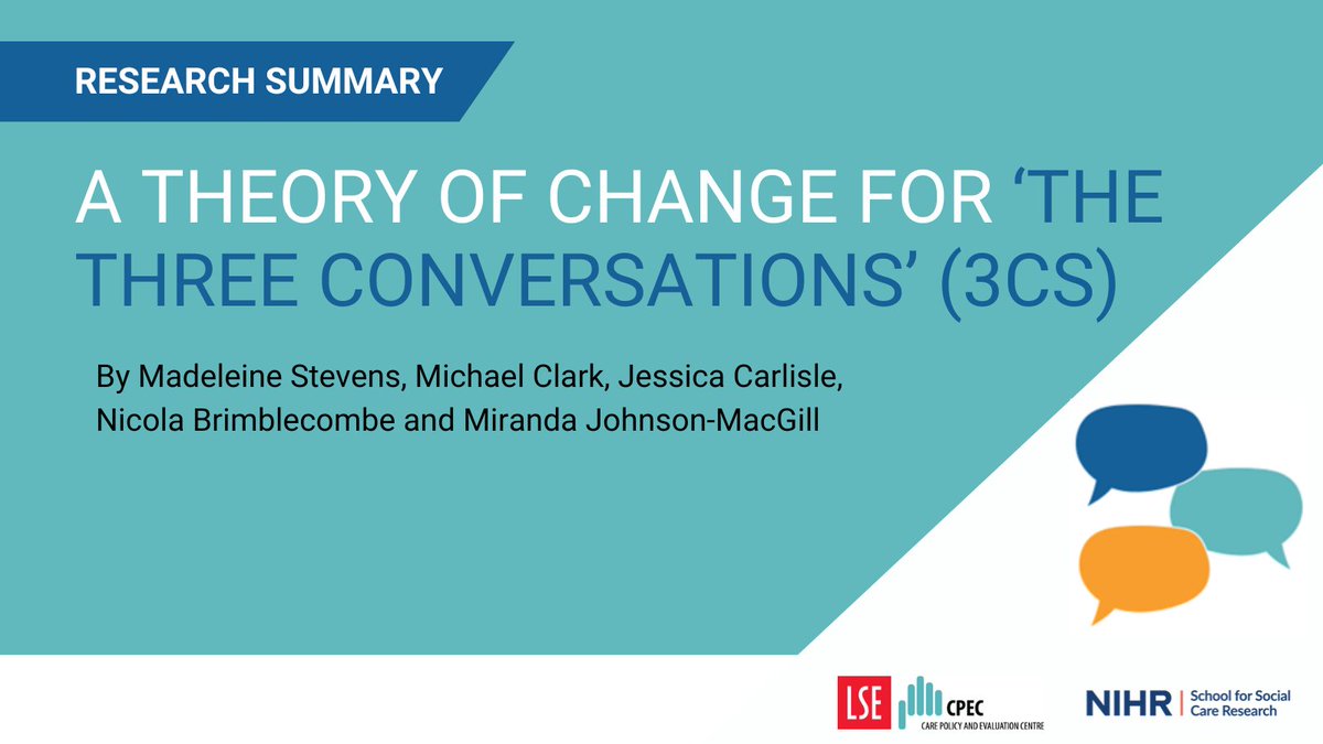 Care Policy and Evaluation Centre (@cpec_lse) on Twitter photo NEW SUMMARY: A #TheoryOfChange for the #ThreeConversations (#3Cs) 🗨️
Based on <a href="/NIHRSSCR/">NIHR School for Social Care Research</a>-funded research, CPEC researchers have developed a framework for implementing this #StrengthsBased approach.💡
Use it now: 👉lse.ac.uk/cpec/assets/do… NEW SUMMARY: A #TheoryOfChange for the #ThreeConversations (#3Cs) 🗨️
Based on <a href="/NIHRSSCR/">NIHR School for Social Care Research</a>-funded research, CPEC researchers have developed a framework for implementing this #StrengthsBased approach.💡
Use it now: 👉lse.ac.uk/cpec/assets/do…