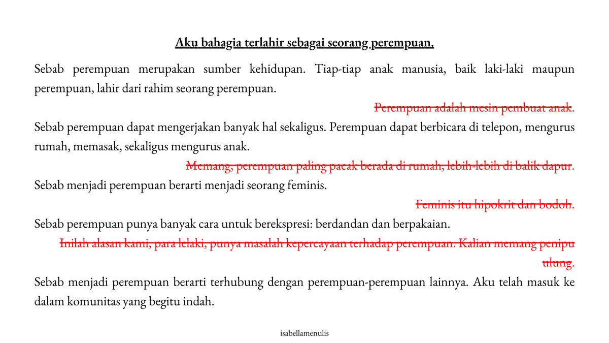 isabellamenulis's tweet photo. Puan-puan, apakah kalian bahagia terlahir sebagai seorang perempuan? https://t.co/uR8g8sIstR