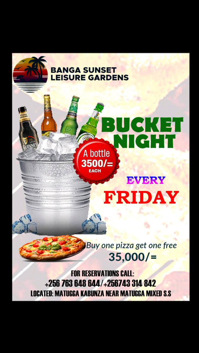 Banga Sunset Leisure Gardens (@bangasunset) on Twitter photo Dear customer.it's Friday Bucket night 5 bottles <a href="/17500/">RICARDO OMAR</a>
one bottle <a href="/3500/">みっこ</a> #beer #viral #trending <a href="/bangasunset/">Banga Sunset Leisure Gardens</a> <a href="/SQUIZECUT/">SQUIZECUT</a> #viral #Trending #Trump Dear customer.it's Friday Bucket night 5 bottles <a href="/17500/">RICARDO OMAR</a>
one bottle <a href="/3500/">みっこ</a> #beer #viral #trending <a href="/bangasunset/">Banga Sunset Leisure Gardens</a> <a href="/SQUIZECUT/">SQUIZECUT</a> #viral #Trending #Trump