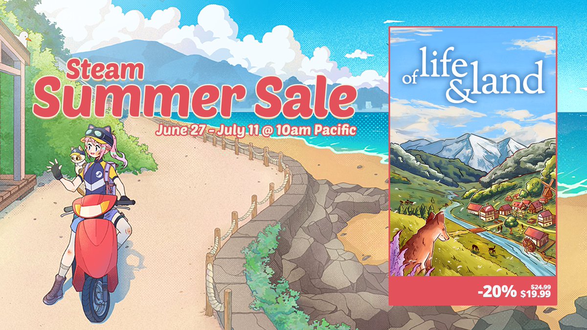 kerzoven's tweet photo. Of Life and Land is discounted by 20% for first time in the @Steam Summer Sale! 🎉 Perfect time to cross it off your wishlist. 👀

Dive into a charming settlement-building strategy game paired with a rich simulation experience.🦊🪴

Get it here➡️https://t.co/VWq3pFsUeW https://t.co/I8VBab6wqU
