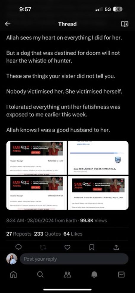 rukky_nate's tweet photo. “This post has been deleted by Sir Jarus”

Brought your marriage issues to the public domain for total strangers to gloat over. https://t.co/O2pikIsK7e
