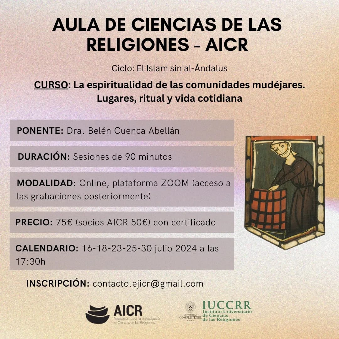 DunyaHanya's tweet photo. Si te apetece saber más sobre la religiosidad de las comunidades mudéjares y sus espacios de culto, te espero en este curso de @__aicr durante las calurosas tardes del mes de julio :) #cursoverano #summer https://t.co/CemVeWlJOB