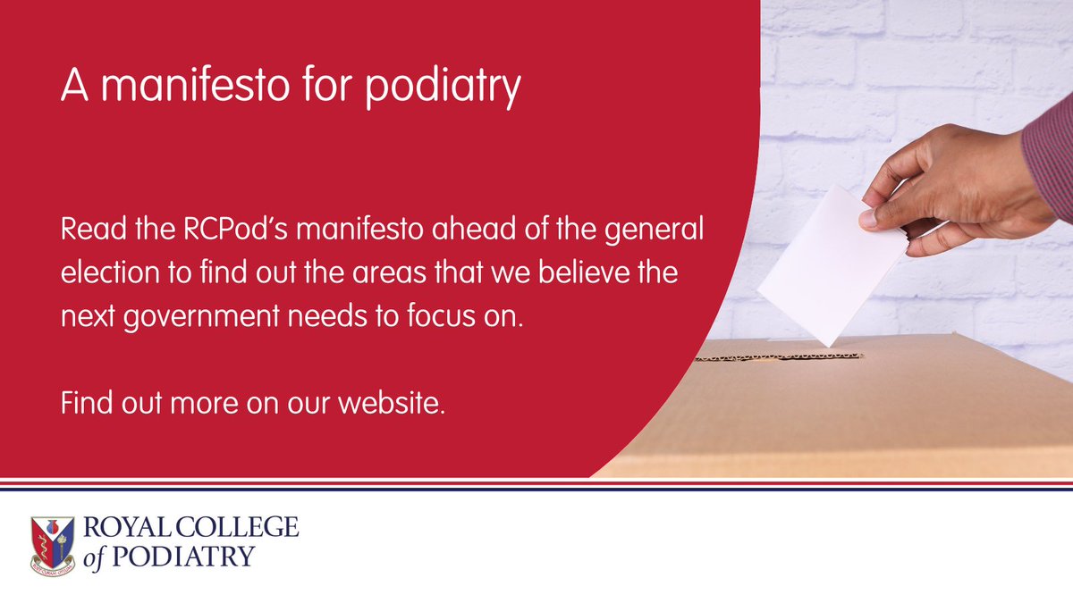 A Manifesto for Podiatry

The RCPod’s manifesto calls for the next government to prioritise podiatry to support preventative healthcare

rcpod.org.uk/news/a-manifes…