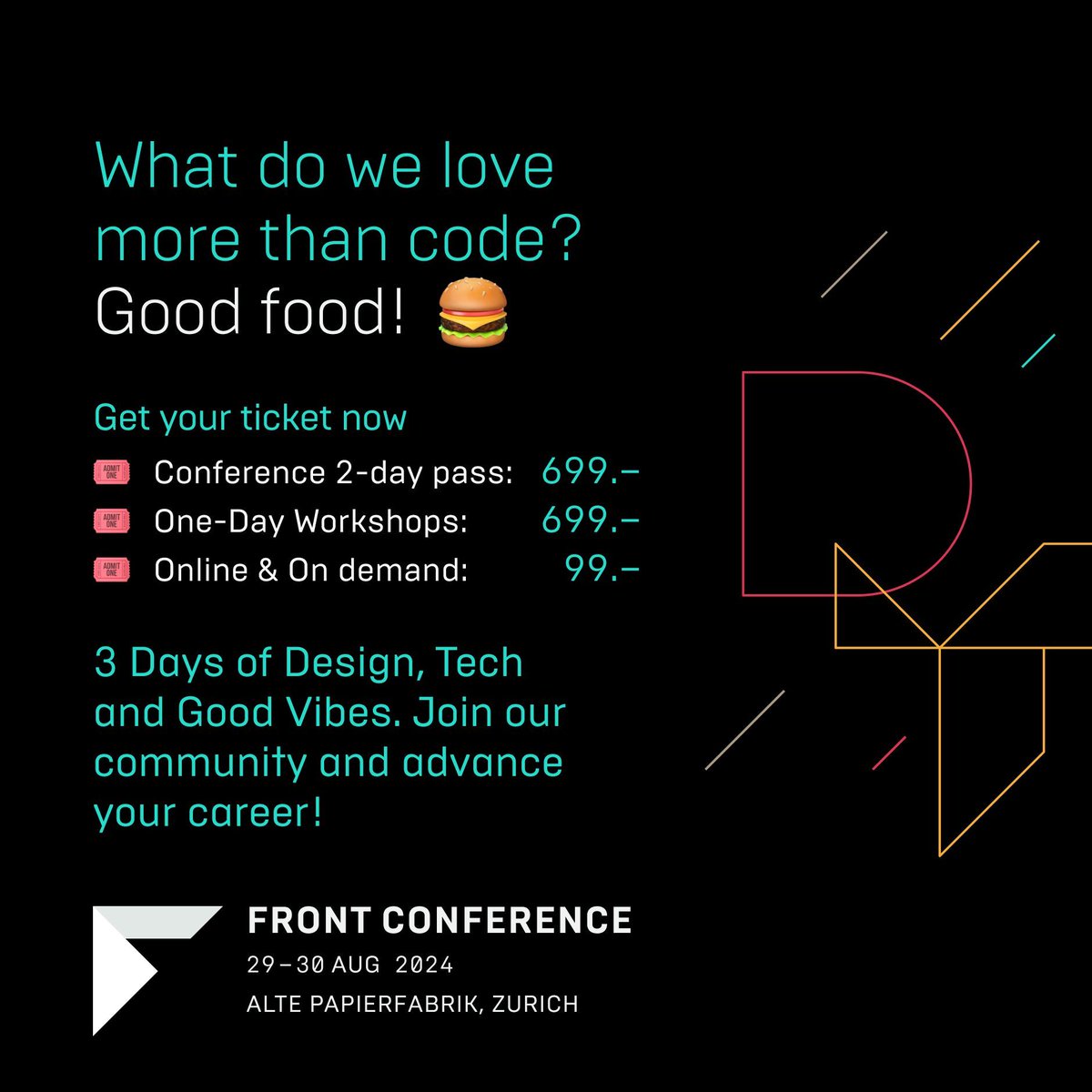 🎟️ Get ready to be inspired, learn and engage with the brightest minds in the business. Buy your tickets today at frontconference.com for an unforgettable experience at #FrontZurich