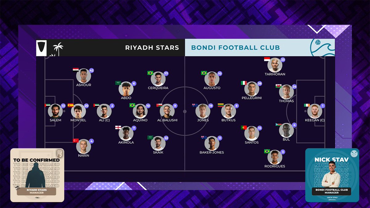 Round 17 Game 2:
🆚 <a href="/riyadhstarsfc/">Riyadh Stars Football Club</a> 🇸🇦 vs <a href="/BondiFCOfficial/">Bondi Football Club</a> 🇦🇺
🏟️ Oasis Stadium, Riyadh
⏲️ 30 minutes until kick-off!

🏜️ Is manager <a href="/nickstav7/">Nick Stav</a> prepared to trade the pitch for sands &amp; sun in the Arabian desert?

📺 Live broadcast for free 👇
youtube.com/watch?v=WVJVdb…