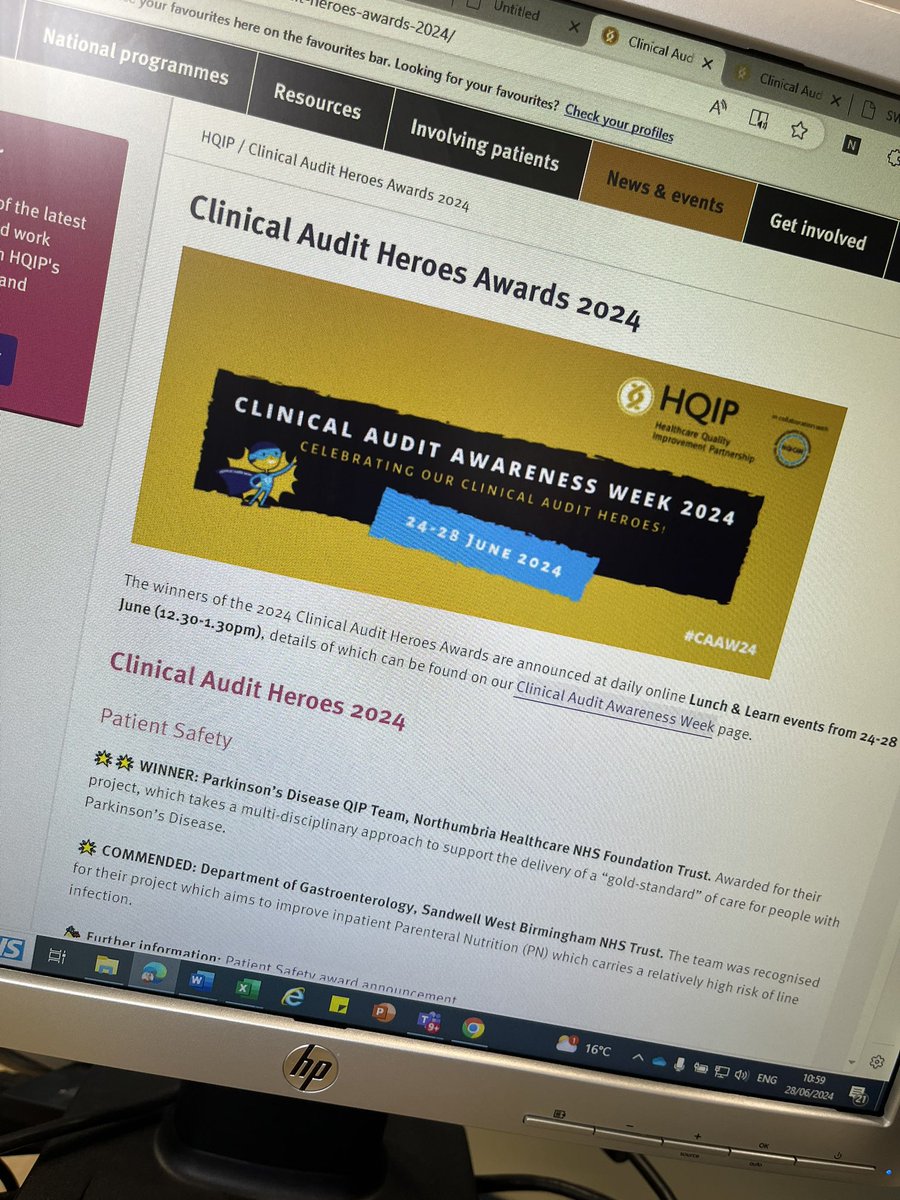 For anyone who missed it, our brilliant Gastroenterology Dept were highly commended in the Patient Safety category of the 2024 Clinical Audit Heroes this week! Great audit improving inpatient parental nutrition  #CAAW24 <a href="/SWBH_CAudit/">@SWBH_ClinicalEffectiness</a> <a href="/SWBHnhs/">SWB NHS Trust</a>