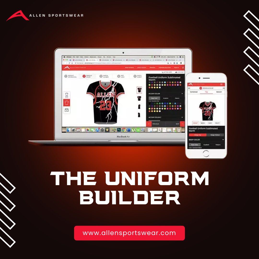 AllenSportswear's tweet image. Revamp your team with custom-designed uniforms bursting with personality! Use our easy design tool to unleash creativity and step onto the court in gear that boosts spirit. Try it now!

#allensportswear #customuniforms #teamstyle #sportsfashion #designyourown #uniformdesign
