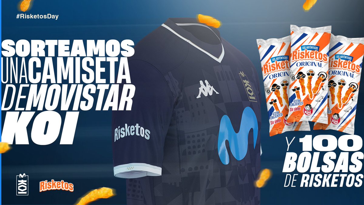 Ha llegado el día de Risketos by <a href="/RisiOriginal/">Risi</a> 🧡 

Participa y gana una camiseta de Movistar KOI y 100 bolsas de Risketos. 

➡️ Sigue a <a href="/MovistarKOI/">Movistar KOI</a> y <a href="/RisiOriginal/">Risi</a> + RT a este tweet. 

Tenéis hasta el 6 de julio para participar ¡Mucha suerte a todos!