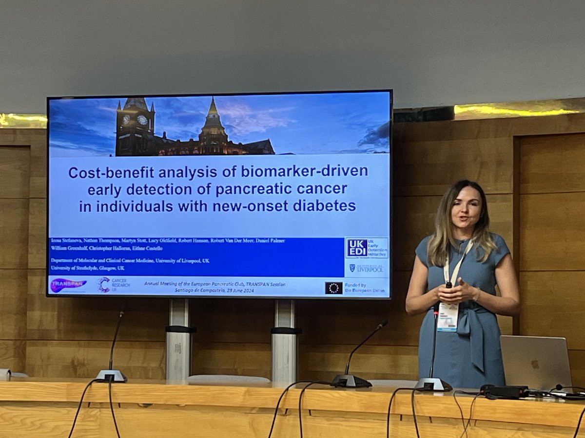 Great talk ⁦<a href="/Irena8181/">Irena Stefanova</a>⁩ at the #EPC2024 ⁦<a href="/transpan_cost/">TRANSPAN COST Action</a>⁩ session. Presenting outputs of our ⁦<a href="/UKEDI1/">UK-EDI for Pancreatic Cancer</a>⁩ cost-benefit analysis for biomarker-driven early detection of #PancreaticCancer in new-onset diabetes 
⁦<a href="/CRUKresearch/">Science and Innovation at Cancer Research UK</a>⁩ 
⁦⁦<a href="/LivUniCancer/">Molecular & Clinical Cancer Medicine (MCCM)</a>⁩