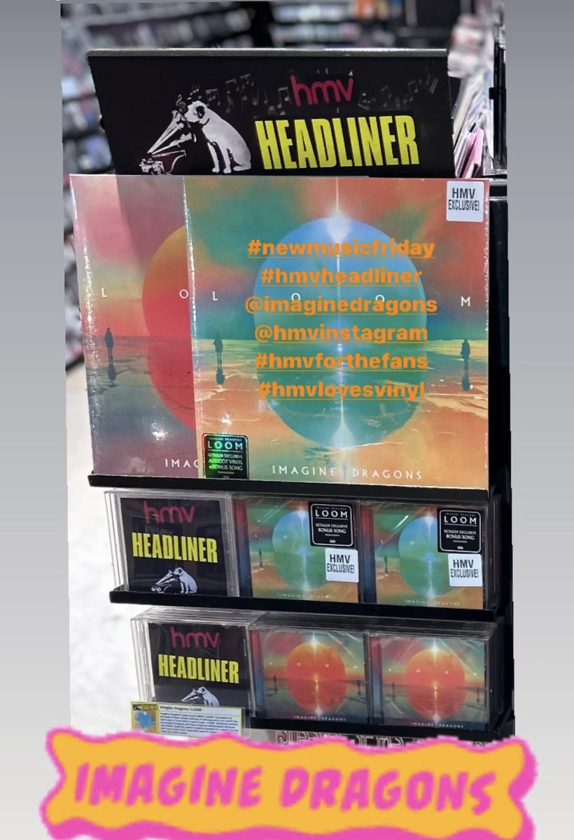 There’s a new #hmvHeadliner for #NewMusicFriday from the mighty #ImagineDragons 
‘LOOM’ is out now! own it on
🐲#hmvExclusive apricot vinyl + bonus track
🐲#hmvExclusive deluxe CD + bonus track 
🐲green vinyl &amp; standard CD
#hmvForTheFans #hmvLovesVinyl #hmvExclusive