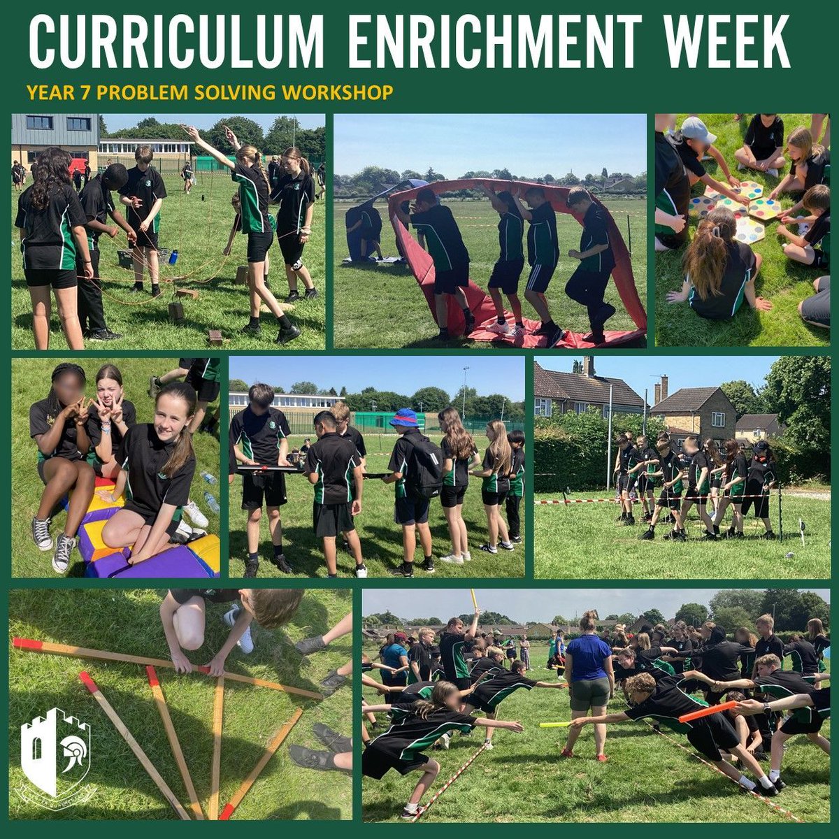 AdeyfieldSchool's tweet image. Our Year 7 &amp;amp; 8 cohort had a series of team building challenges as part of their Curriculum Enrichment Week schedules, with Year 7 hosting @problemsolveit, who led engaging activities that aimed to critical thinking, mathematical understanding, and dialogue. 
#respect #enrichment