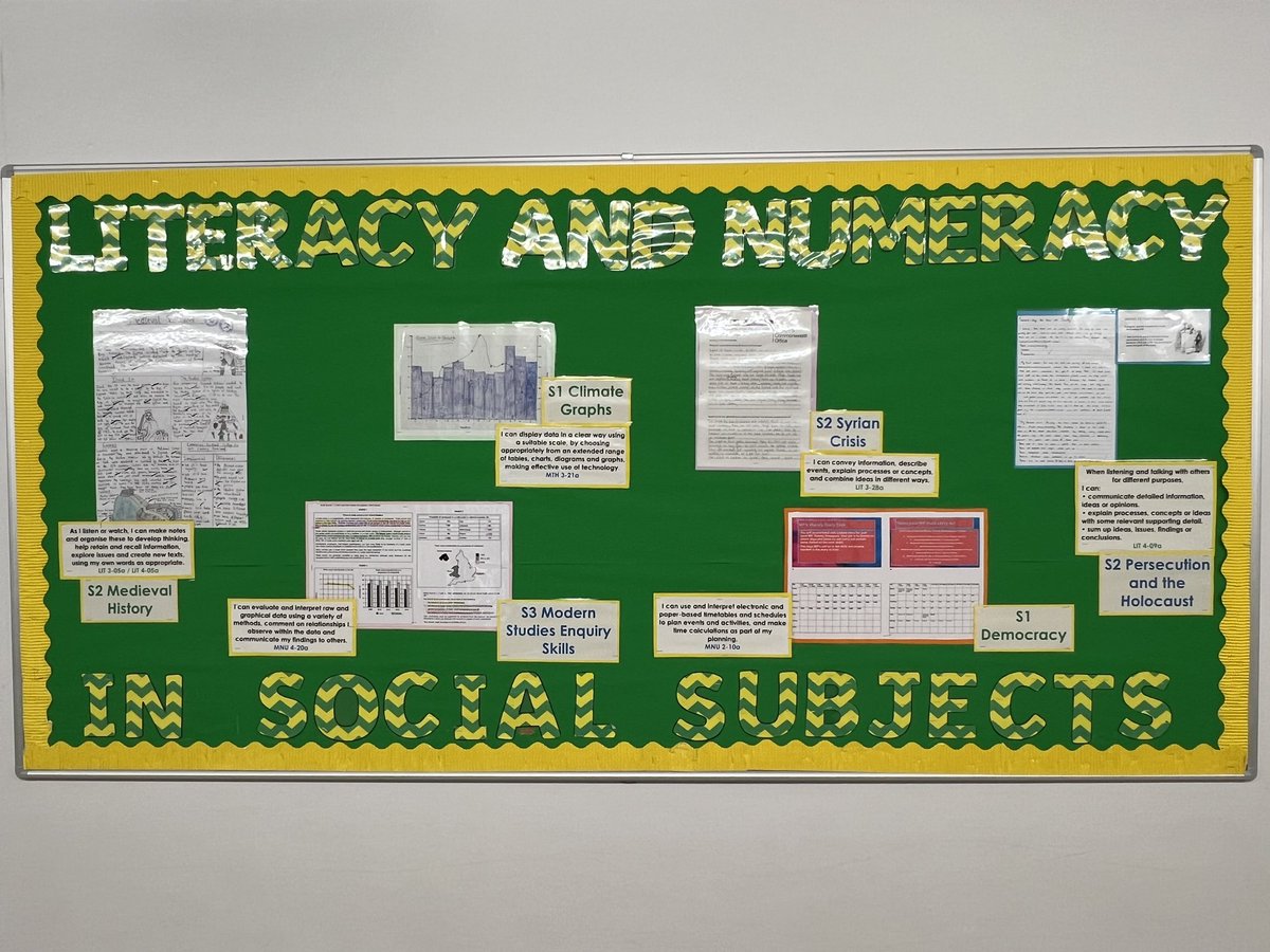 Take a look at our new display board where we highlight where we use literacy and numeracy in Social Subjects! ✏️📝📚