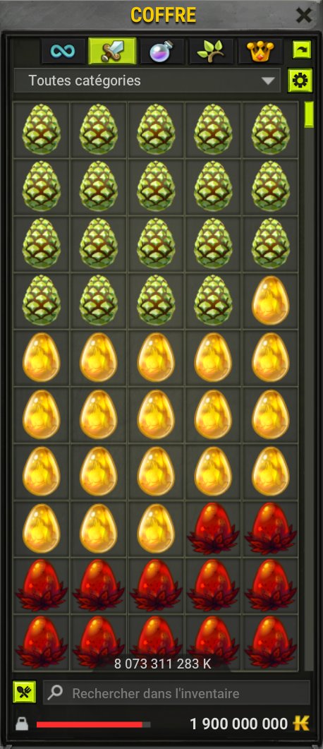 Maintenant que le full Dofus est terminé objectif restuff les 19 perso avec 5 stuffs chacun minimum + variante distance/cac
coût estimé du début de projet : 7 milliards pour finir par avoisiner les 15
toujours dans l'objectif de faire le full succès mais avec des stuffs correct