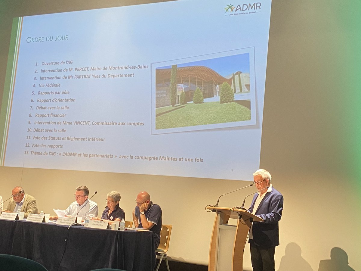 La fédération ADMR de la Loire tient ce soir sa 74eme assemblée générale présidée par M. André SAVATIER a Montrond-les-bains.