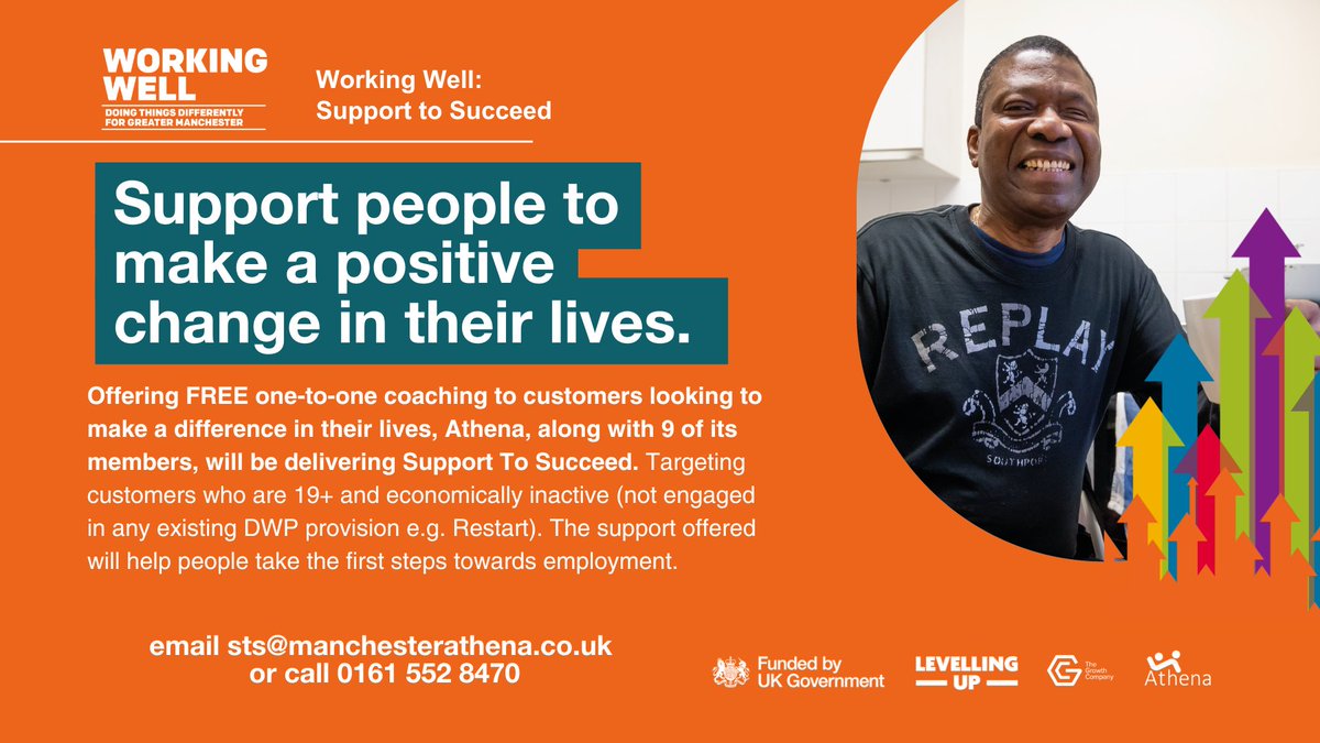 Have you heard of the Working Well: Support to Succeed Programme?

Key workers across GM are supporting participants to take the next step towards employment.

If you know someone who would benefit from this, get in touch!

orlo.uk/144Tf

#supporttosucceed <a href="/AthenaMcr/">Athena Manchester</a>
