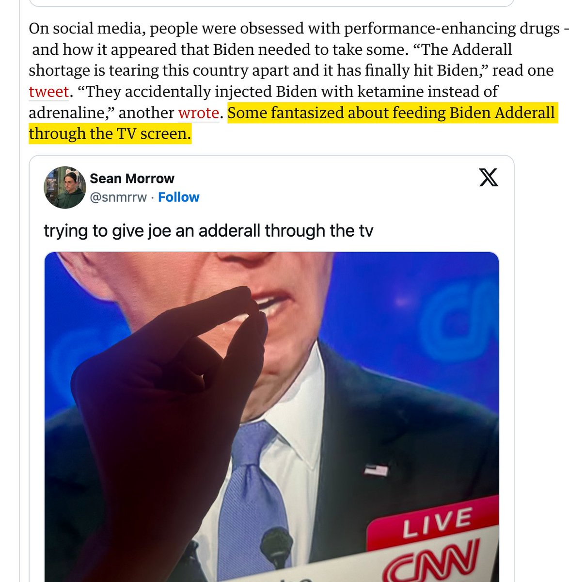 snmrrw's tweet photo. legitimate news outlets having to write seriously about stupid meme posts will always be funny. this is The Guardian. https://t.co/qpEzl7FXg5