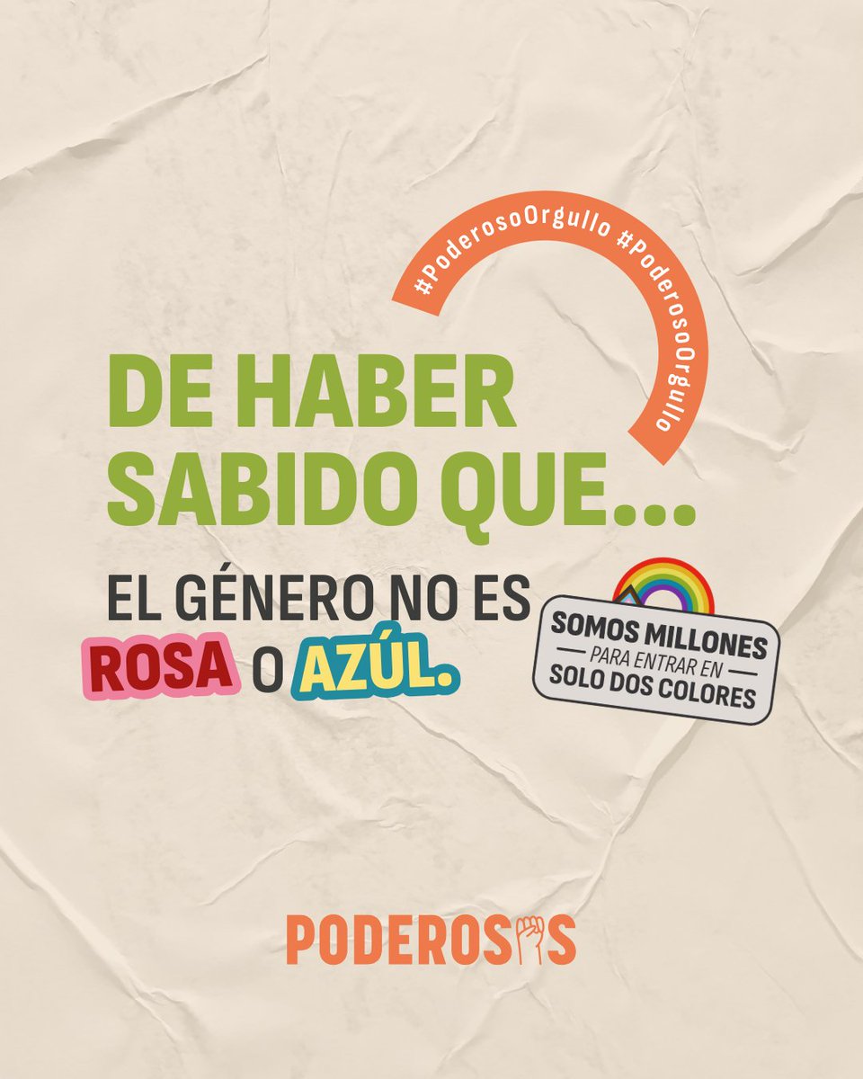 PoderosasColom2's tweet image. #Pride Por una educación que cambie la historia de mitos, violencia y tabús por una de libertad, placer, amor y que nos permita abrazar la diversidad. ¡Porque somos millones para entrar en sólo dos colores! 🏳️‍🌈❤

#PoderosasColombia #PoderosoOrgullo