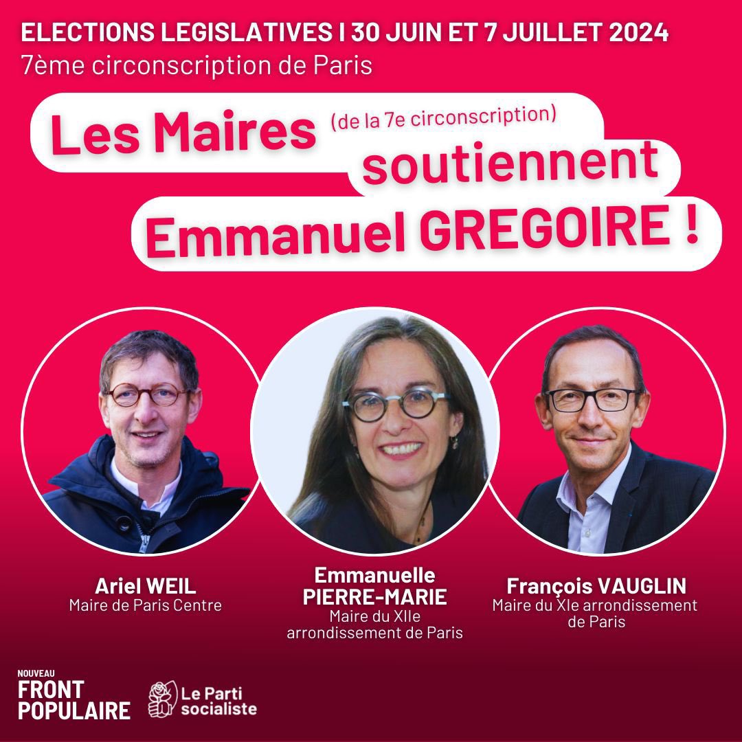 EPierreMarie's tweet photo. Face au danger mortel de l'extrême droite, la seule alternative porteuse d’espoir est aujourd’hui le #NouveauFrontPopulaire. 
J’apporte mon soutien @egregoire pour une gauche unie, sociale, écolo, féministe
🗳️ Dès dimanche nous devons faire front, Votez !
#circo7507
📷 @YvesRizou https://t.co/Wi0BAvehAJ