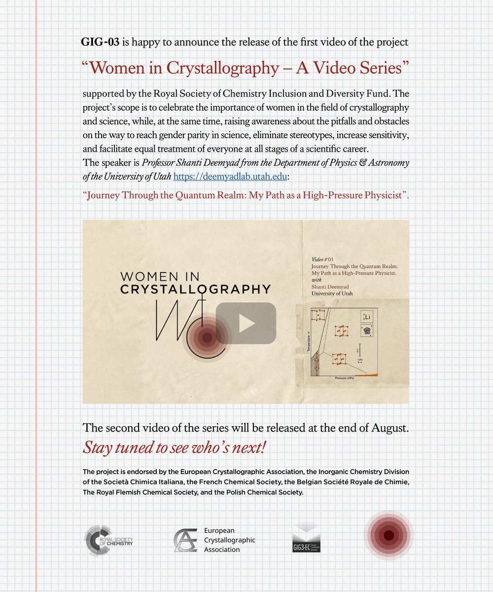 AICryst's tweet photo. The first video of the “Women in Crystallography” series, supported by the RSC Inclusion and Diversity Fund, can be watched on the Youtube channel  of ECA at https://t.co/KcYNvKvuXi. The speaker is Professor Shanti Deemyad from the University of Utah. https://t.co/yyJL7Ntsfc
