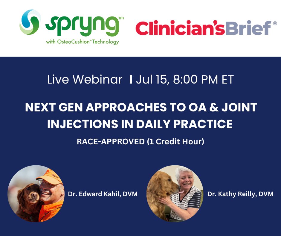 Join us on July 15th at 8pm ET for a RACE-Approved (1 credit hour) webinar! Dr. Edward Kahil and Dr. Kathy Reilly will present an overview of OA, including a discussion of how joint instability can lead to arthritic changes. Message us for the link to register.