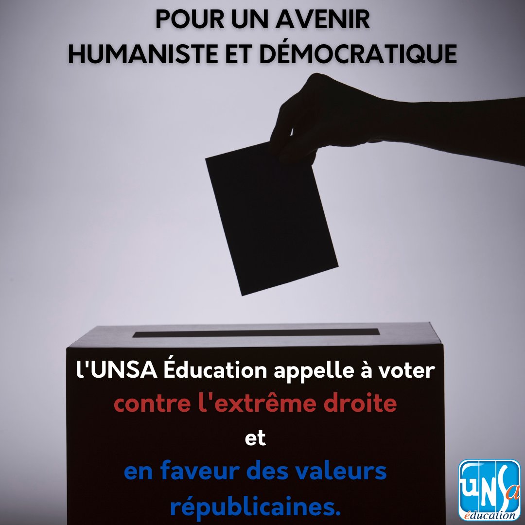 UNSA_Education's tweet photo. Votons pour un avenir humaniste et démocratique
➡️ https://t.co/mVIgZwqJkz
#ElectionsLegislatives2024 #democratie 
@MorganeVerviers https://t.co/R9bhAxIclS