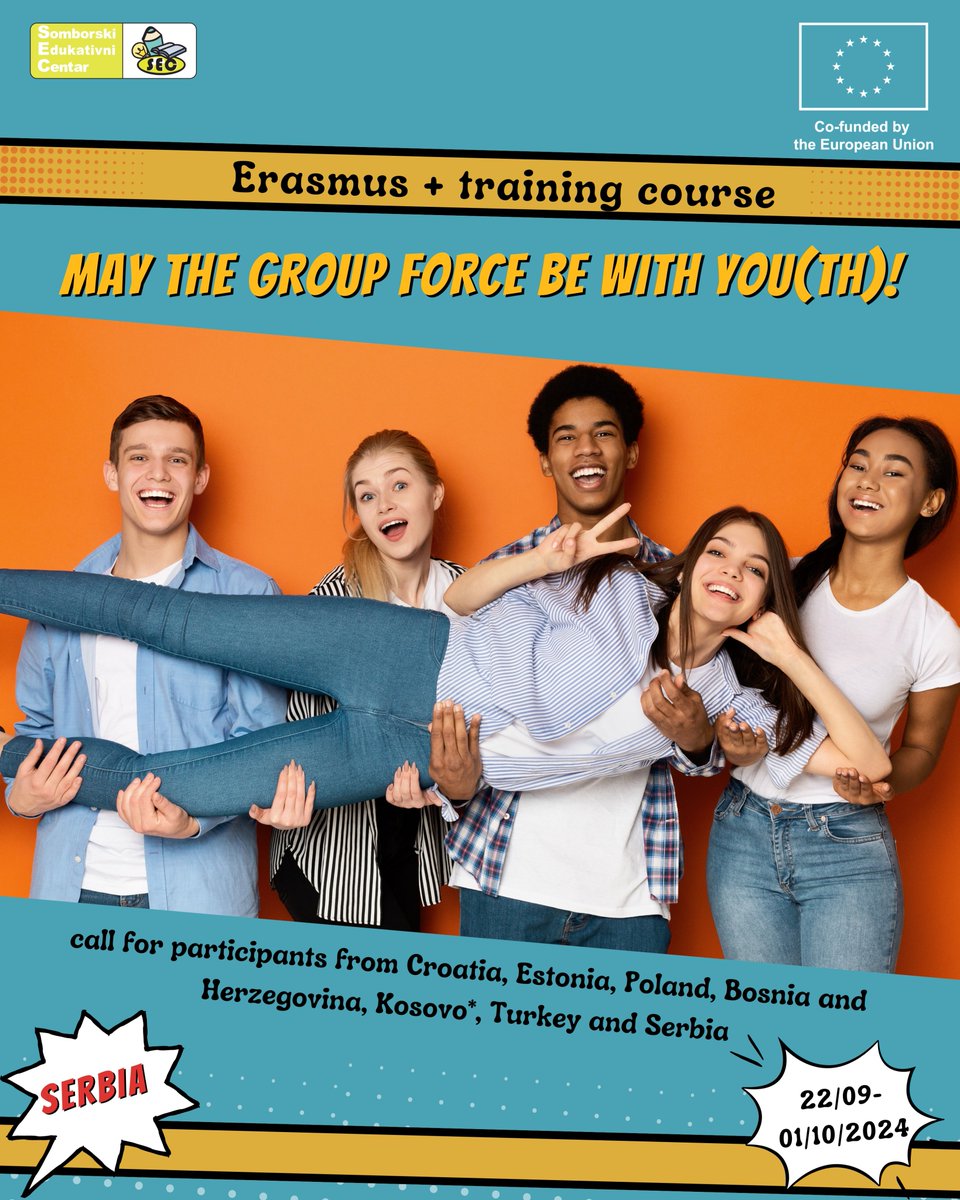 📣 Call for participants for Erasmus plus training course “May the group force be with you(th)!” 📣

More at:

sec.org.rs/2024/06/28/cal…

#ErasmusPlus #FondacijaTempus #secsombor