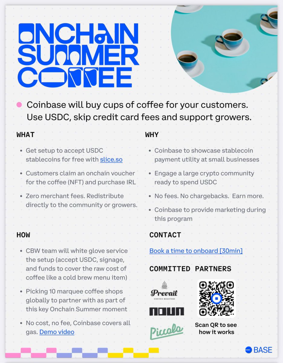 GSkrovina's tweet photo. If you’re a coffee shop or know one that wants to save fees and accept USDC, message us @Lazer_HQ 

We’ve been working closely with @base and @coinbase to find coffee shops who are forward thinking and want to make it easy for customers to pay with USDC while also helping coffee shops save money by not having to pay credit cards fees