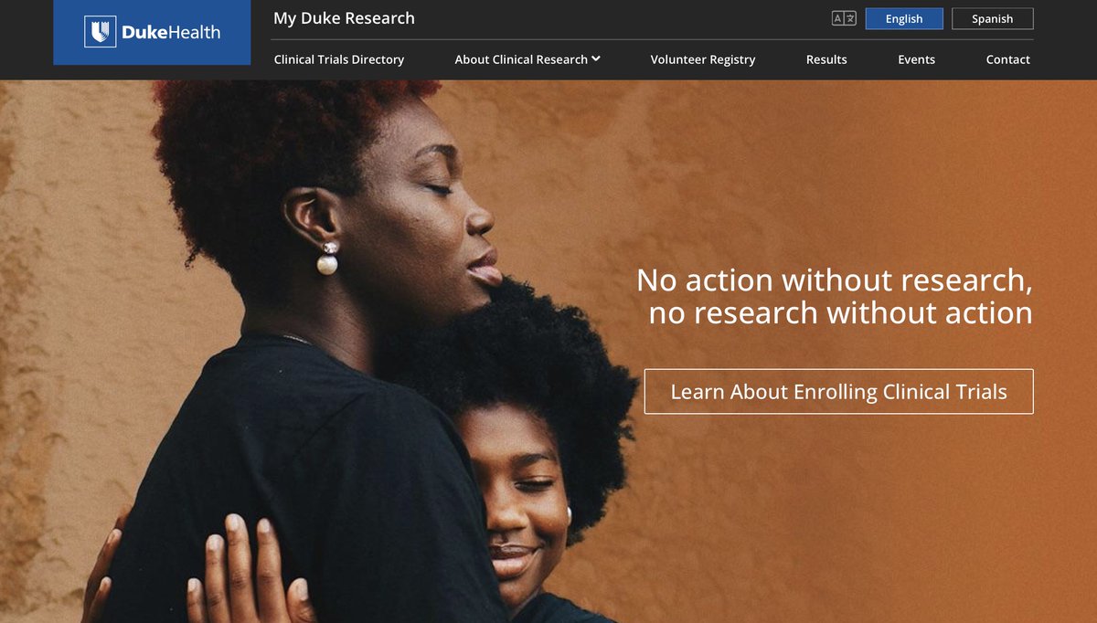 Introducing a tool driven by the #community that makes <a href="/DukeHealth/">Duke Health</a> research more accessible and inclusive. My Duke Research allows users to easily search for clinical trials and learn about research. A valuable resource for the community &amp; investigators.

duke.is/MyDukeResearch