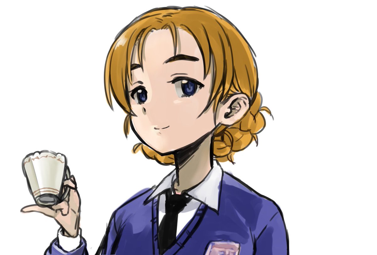 オレンジペコ(ガルパン) 「#はなてを付けるとかっこよくなる選手権     █  ◢     ███ ███」|なべゆ@C102(土)東34a🧊のイラスト