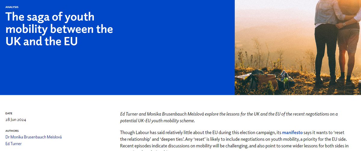 🎉 Excited to share our new analysis on #YouthMobility between the UK and the EU! Teaming up with the brilliant Ed Turner from <a href="/Aston_ACE/">AstonCentreForEurope</a> for <a href="/UKandEU/">UK in a Changing Europe</a>, it's a must-read for anyone interested in this issue. 🇪🇺 🇬🇧 👫 

ukandeu.ac.uk/the-saga-of-yo…