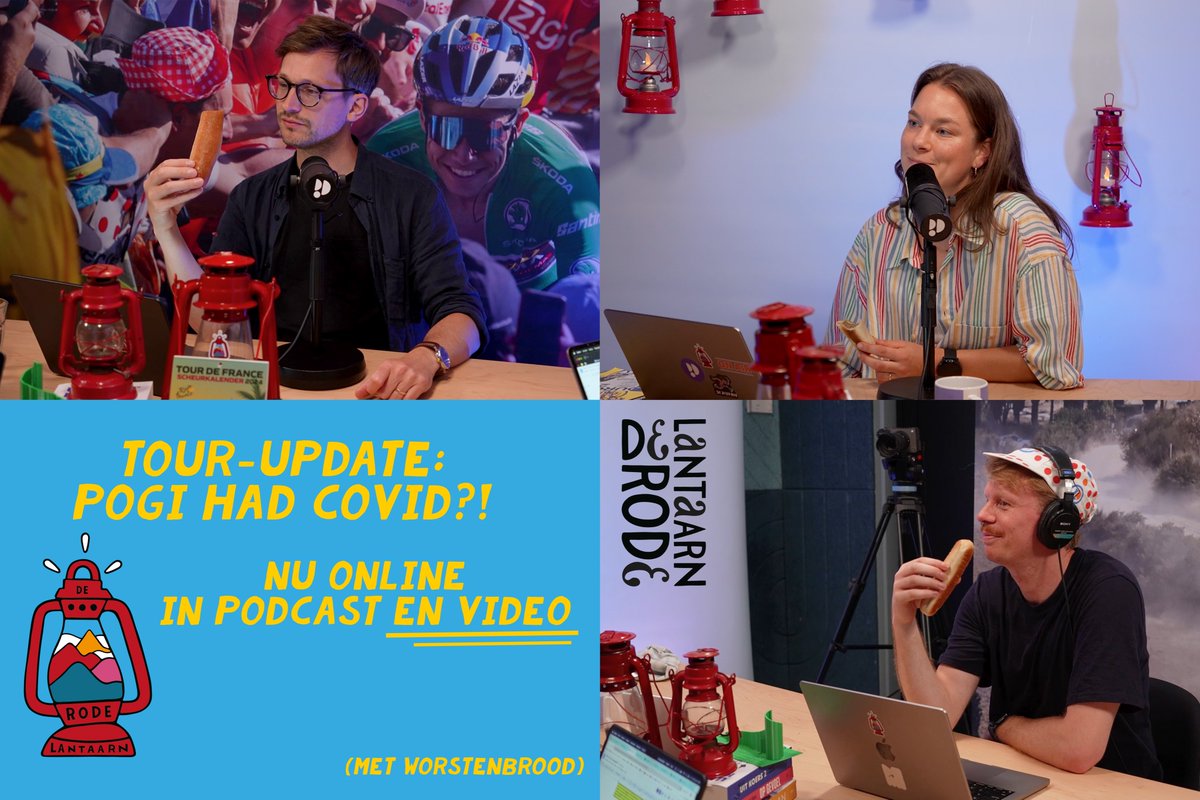 DeRodeLantaarn's tweet image. We hoorden roddels over Pogacar die covid zou hebben gehad (tussen opnemen en publiceren bevestigd), Sepp Kuss out, geen Mollema.. 

Tim en Maike nemen de laatste updates door voor de #TourdeFrance. Zonder Jonne, met worstenbrood: open.spotify.com/episode/3BnwNI…