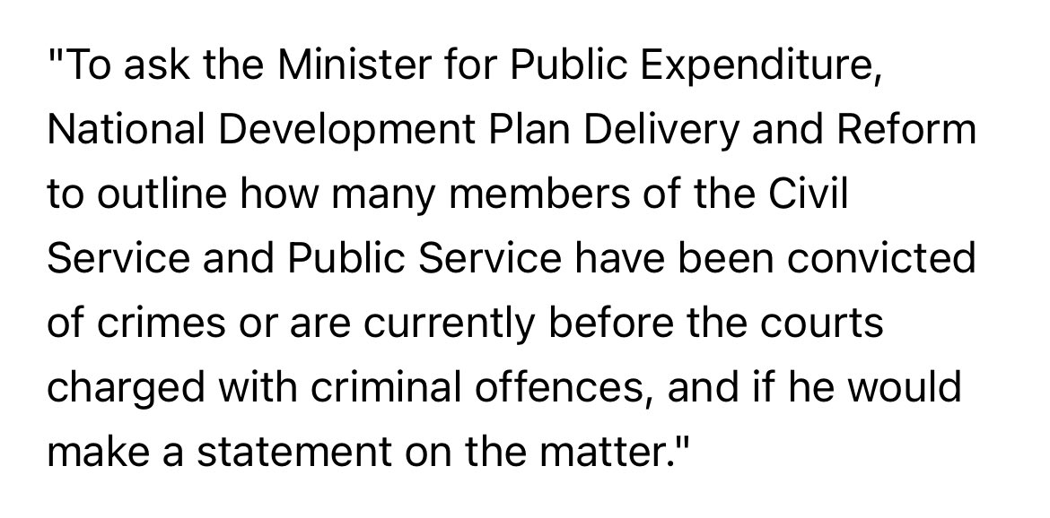 Just submitted this Parliamentary Question👇

I reckon three days of data compiling ought to do it: